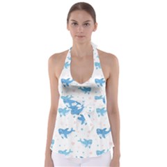 Seamless-pattern-with-cute-sharks-hearts Babydoll Tankini Top by uniart180623