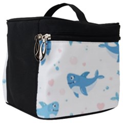 Seamless-pattern-with-cute-sharks-hearts Make Up Travel Bag (big) by uniart180623