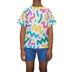 Abstract-pop-art-seamless-pattern-cute-background-memphis-style Kids  Short Sleeve Swimwear by uniart180623