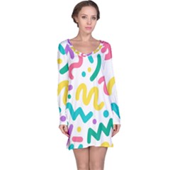 Abstract-pop-art-seamless-pattern-cute-background-memphis-style Long Sleeve Nightdress by uniart180623