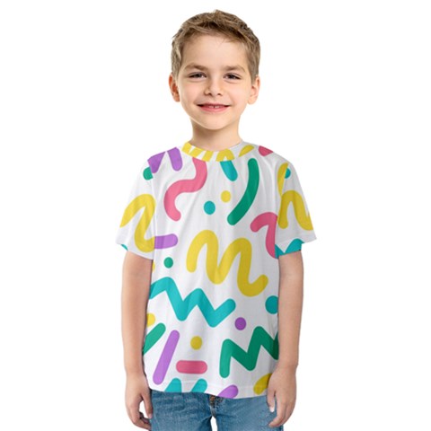 Abstract-pop-art-seamless-pattern-cute-background-memphis-style Kids  Sport Mesh Tee by uniart180623