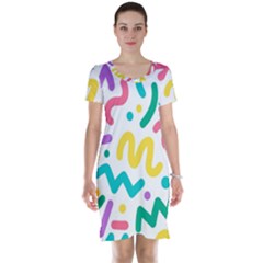 Abstract-pop-art-seamless-pattern-cute-background-memphis-style Short Sleeve Nightdress by uniart180623