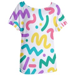 Abstract-pop-art-seamless-pattern-cute-background-memphis-style Women s Oversized Tee by uniart180623