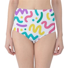 Abstract-pop-art-seamless-pattern-cute-background-memphis-style Classic High-waist Bikini Bottoms by uniart180623