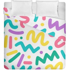 Abstract-pop-art-seamless-pattern-cute-background-memphis-style Duvet Cover Double Side (king Size) by uniart180623