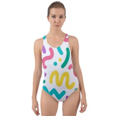 Abstract-pop-art-seamless-pattern-cute-background-memphis-style Cut-out Back One Piece Swimsuit by uniart180623