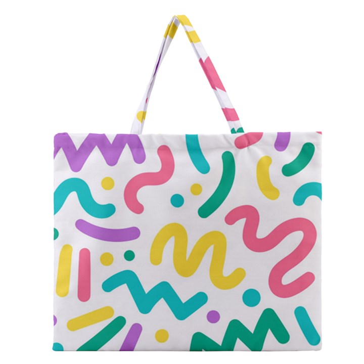 Abstract-pop-art-seamless-pattern-cute-background-memphis-style Zipper Large Tote Bag