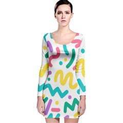 Abstract-pop-art-seamless-pattern-cute-background-memphis-style Long Sleeve Velvet Bodycon Dress by uniart180623