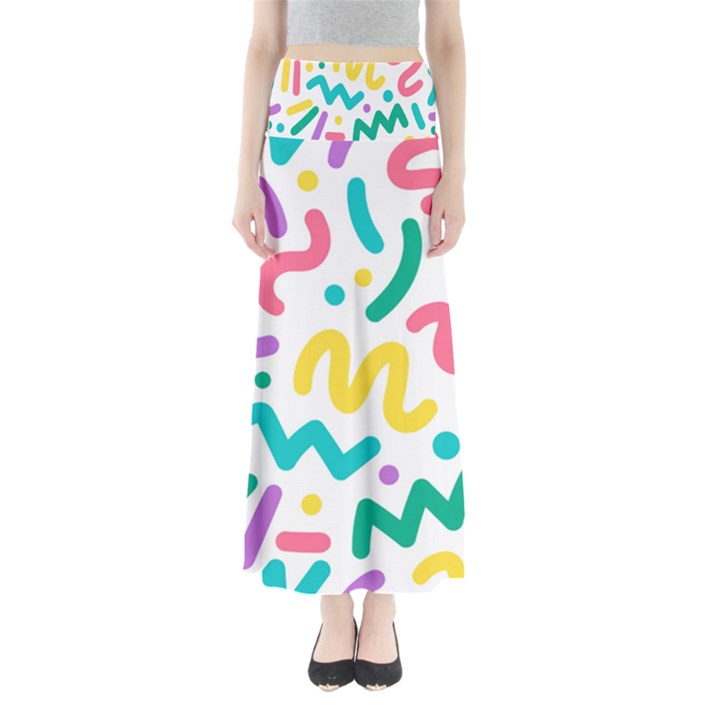 Abstract-pop-art-seamless-pattern-cute-background-memphis-style Full Length Maxi Skirt