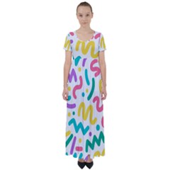 Abstract-pop-art-seamless-pattern-cute-background-memphis-style High Waist Short Sleeve Maxi Dress by uniart180623