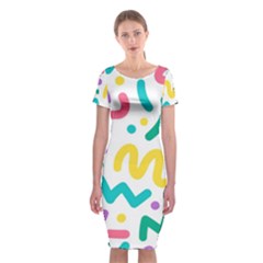 Abstract-pop-art-seamless-pattern-cute-background-memphis-style Classic Short Sleeve Midi Dress by uniart180623