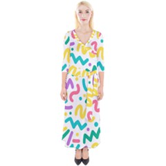 Abstract-pop-art-seamless-pattern-cute-background-memphis-style Quarter Sleeve Wrap Maxi Dress by uniart180623