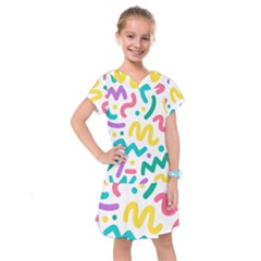 Abstract-pop-art-seamless-pattern-cute-background-memphis-style Kids  Drop Waist Dress by uniart180623