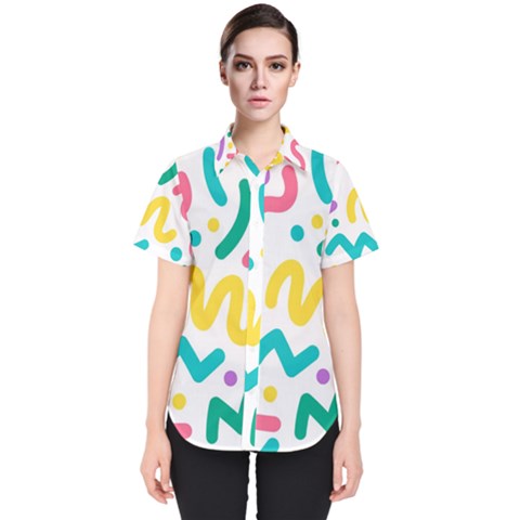 Abstract-pop-art-seamless-pattern-cute-background-memphis-style Women s Short Sleeve Shirt by uniart180623