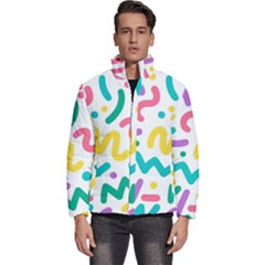 Abstract-pop-art-seamless-pattern-cute-background-memphis-style Men s Puffer Bubble Jacket Coat by uniart180623