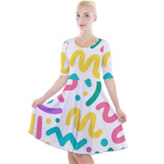 Abstract-pop-art-seamless-pattern-cute-background-memphis-style Quarter Sleeve A-line Dress by uniart180623