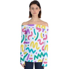 Abstract-pop-art-seamless-pattern-cute-background-memphis-style Off Shoulder Long Sleeve Top by uniart180623