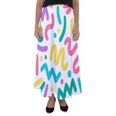 Abstract-pop-art-seamless-pattern-cute-background-memphis-style Flared Maxi Skirt by uniart180623