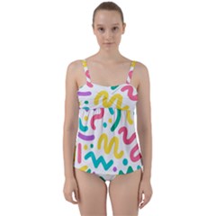 Abstract-pop-art-seamless-pattern-cute-background-memphis-style Twist Front Tankini Set by uniart180623