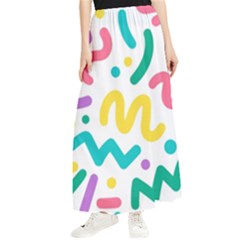 Abstract-pop-art-seamless-pattern-cute-background-memphis-style Maxi Chiffon Skirt by uniart180623