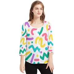 Abstract-pop-art-seamless-pattern-cute-background-memphis-style Chiffon Quarter Sleeve Blouse by uniart180623