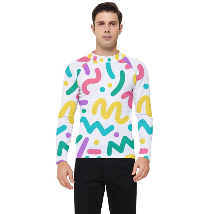 Abstract-pop-art-seamless-pattern-cute-background-memphis-style Men s Long Sleeve Rash Guard