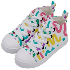 Abstract-pop-art-seamless-pattern-cute-background-memphis-style Kids  Mid-top Canvas Sneakers