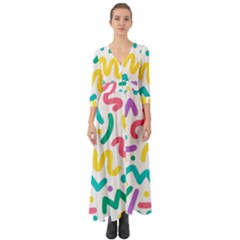 Abstract-pop-art-seamless-pattern-cute-background-memphis-style Button Up Boho Maxi Dress by uniart180623