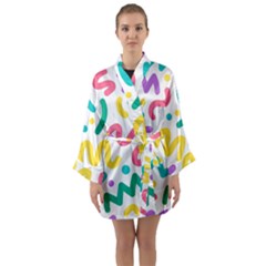 Abstract-pop-art-seamless-pattern-cute-background-memphis-style Long Sleeve Satin Kimono by uniart180623