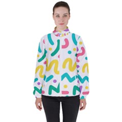 Abstract-pop-art-seamless-pattern-cute-background-memphis-style Women s High Neck Windbreaker by uniart180623