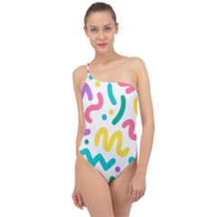 Abstract-pop-art-seamless-pattern-cute-background-memphis-style Classic One Shoulder Swimsuit by uniart180623