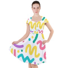 Abstract-pop-art-seamless-pattern-cute-background-memphis-style Cap Sleeve Midi Dress by uniart180623