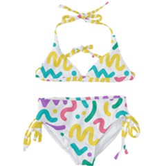 Abstract-pop-art-seamless-pattern-cute-background-memphis-style Kids  Classic Bikini Set by uniart180623