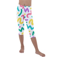 Abstract-pop-art-seamless-pattern-cute-background-memphis-style Kids  Lightweight Velour Capri Leggings  by uniart180623