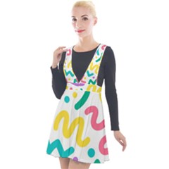 Abstract-pop-art-seamless-pattern-cute-background-memphis-style Plunge Pinafore Velour Dress by uniart180623