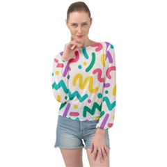 Abstract-pop-art-seamless-pattern-cute-background-memphis-style Banded Bottom Chiffon Top by uniart180623