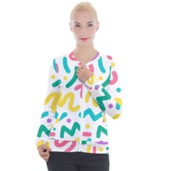 Abstract-pop-art-seamless-pattern-cute-background-memphis-style Casual Zip Up Jacket by uniart180623