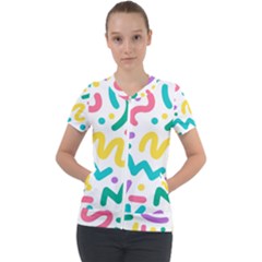 Abstract-pop-art-seamless-pattern-cute-background-memphis-style Short Sleeve Zip Up Jacket by uniart180623