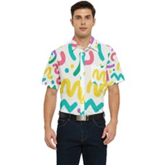 Abstract-pop-art-seamless-pattern-cute-background-memphis-style Men s Short Sleeve Pocket Shirt  by uniart180623