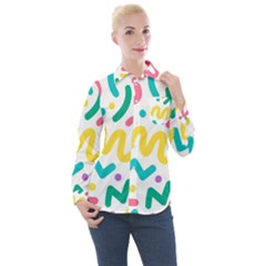 Abstract-pop-art-seamless-pattern-cute-background-memphis-style Women s Long Sleeve Pocket Shirt