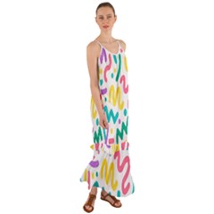 Abstract-pop-art-seamless-pattern-cute-background-memphis-style Cami Maxi Ruffle Chiffon Dress by uniart180623