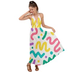 Abstract-pop-art-seamless-pattern-cute-background-memphis-style Backless Maxi Beach Dress by uniart180623