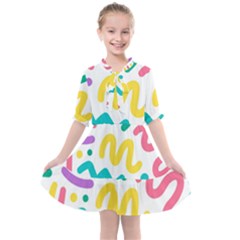 Abstract-pop-art-seamless-pattern-cute-background-memphis-style Kids  All Frills Chiffon Dress by uniart180623