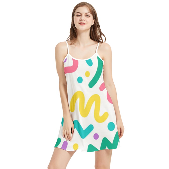 Abstract-pop-art-seamless-pattern-cute-background-memphis-style Summer Frill Dress