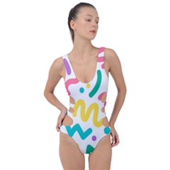 Abstract-pop-art-seamless-pattern-cute-background-memphis-style Side Cut Out Swimsuit by uniart180623