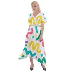 Abstract-pop-art-seamless-pattern-cute-background-memphis-style Cross Front Sharkbite Hem Maxi Dress by uniart180623