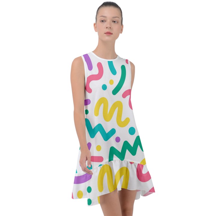 Abstract-pop-art-seamless-pattern-cute-background-memphis-style Frill Swing Dress