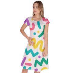 Abstract-pop-art-seamless-pattern-cute-background-memphis-style Classic Short Sleeve Dress by uniart180623