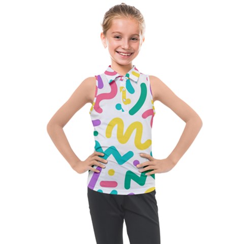 Abstract-pop-art-seamless-pattern-cute-background-memphis-style Kids  Sleeveless Polo Tee by uniart180623