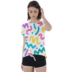 Abstract-pop-art-seamless-pattern-cute-background-memphis-style Short Sleeve Open Back Tee by uniart180623